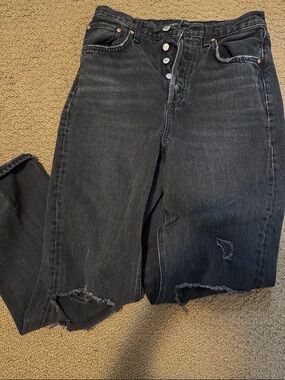 Denim Forum Black Distressed Boyfriend Jeans